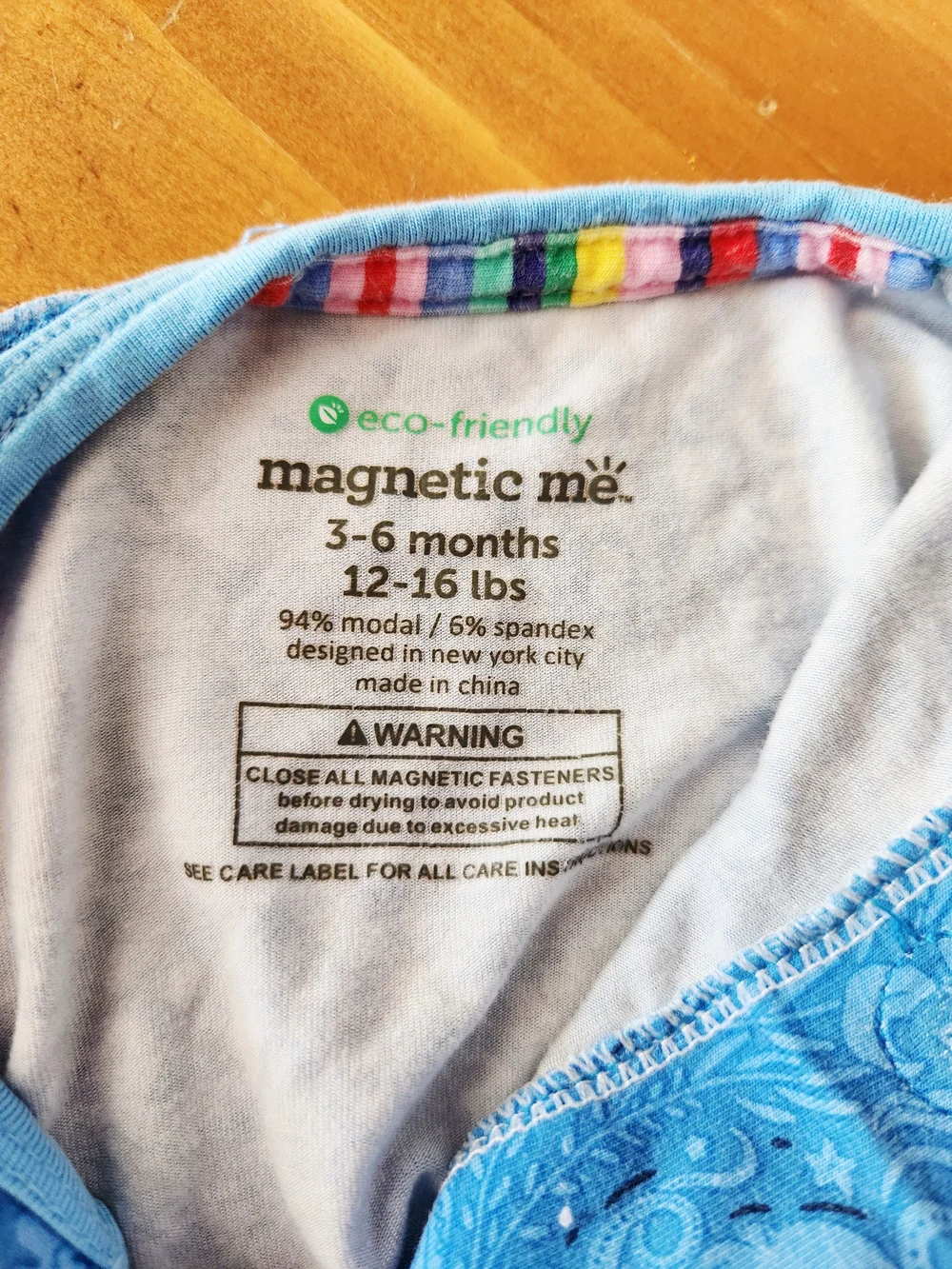 Magnetic Me 3-6 Month Bamboo Blue Sea Creature Print Footie